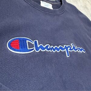 Champion Reverse Weave Men’s Large Navy Blue Embroidered Crewneck Sweatshirt